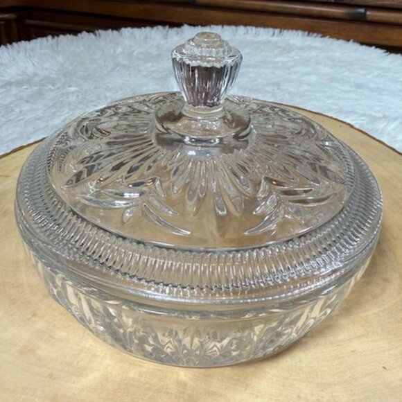 Vintage Nova Flower Lid Cut Glass Petal Keepsake Candy Sugar Dish - Picture 3 of 11